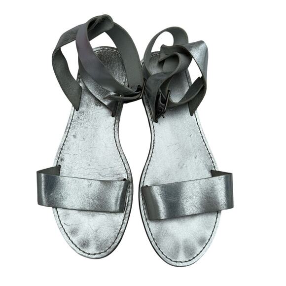 Madewell Boardwalk Sandal Women's 8 Silver Leather Ankle Strap	WZ204 - Picture 7 of 7